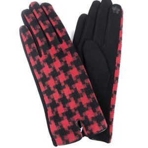 2 PACK - Red & Black Houndstooth Winter Touchphone Gloves